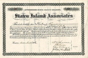 Staten Island Associates signed by William E. Harmon